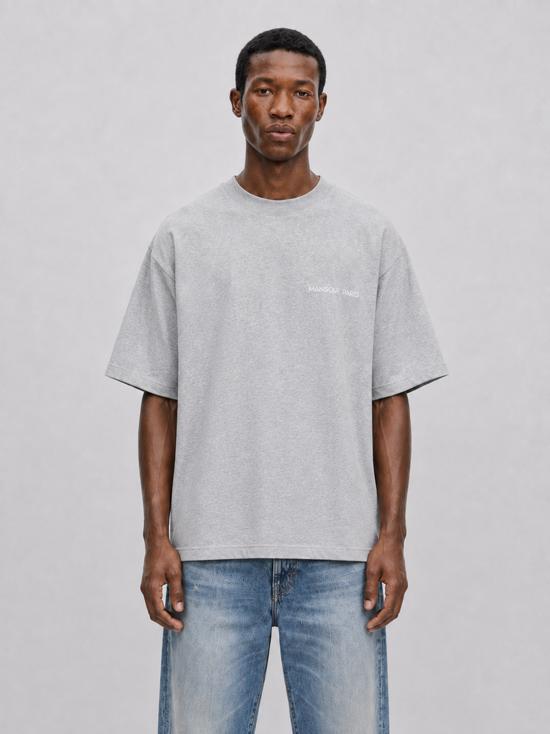 Script Embroidery T-shirt Heather Grey