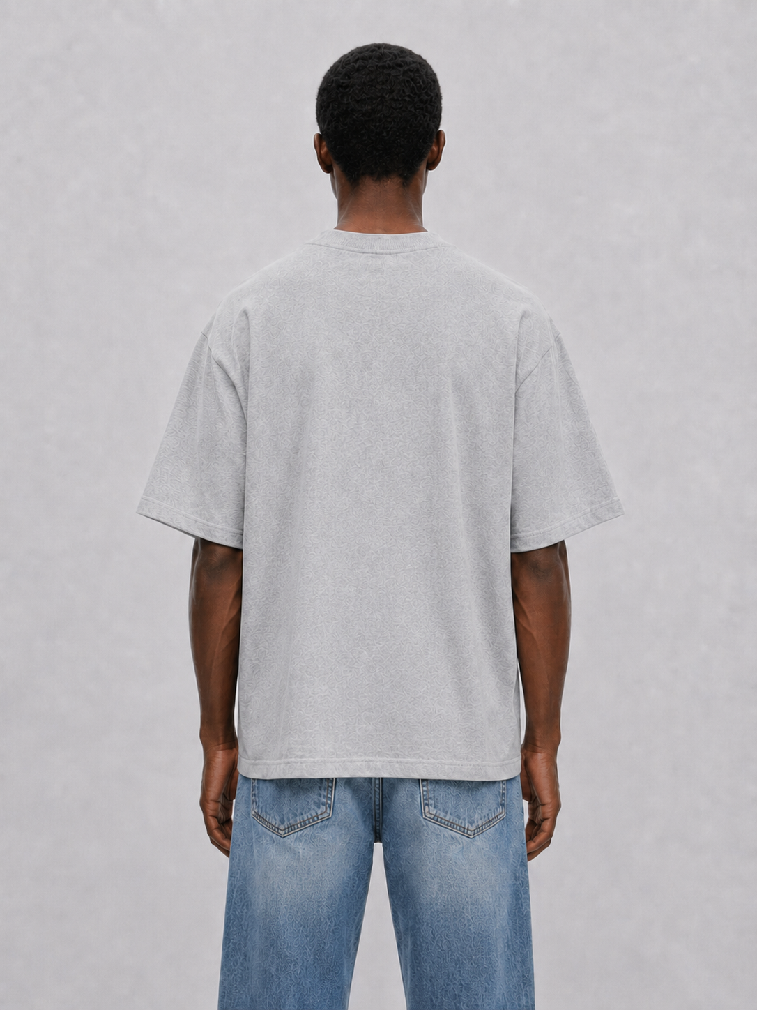 Script Embroidery T-shirt Heather Grey back