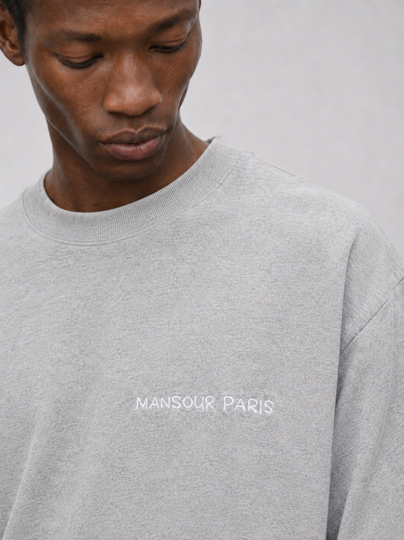 Script Embroidery T-shirt Heather Grey detail