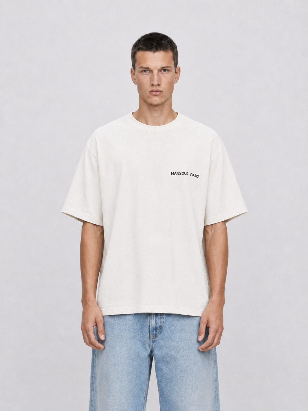 Script Embroidery T-shirt Off-White mid body