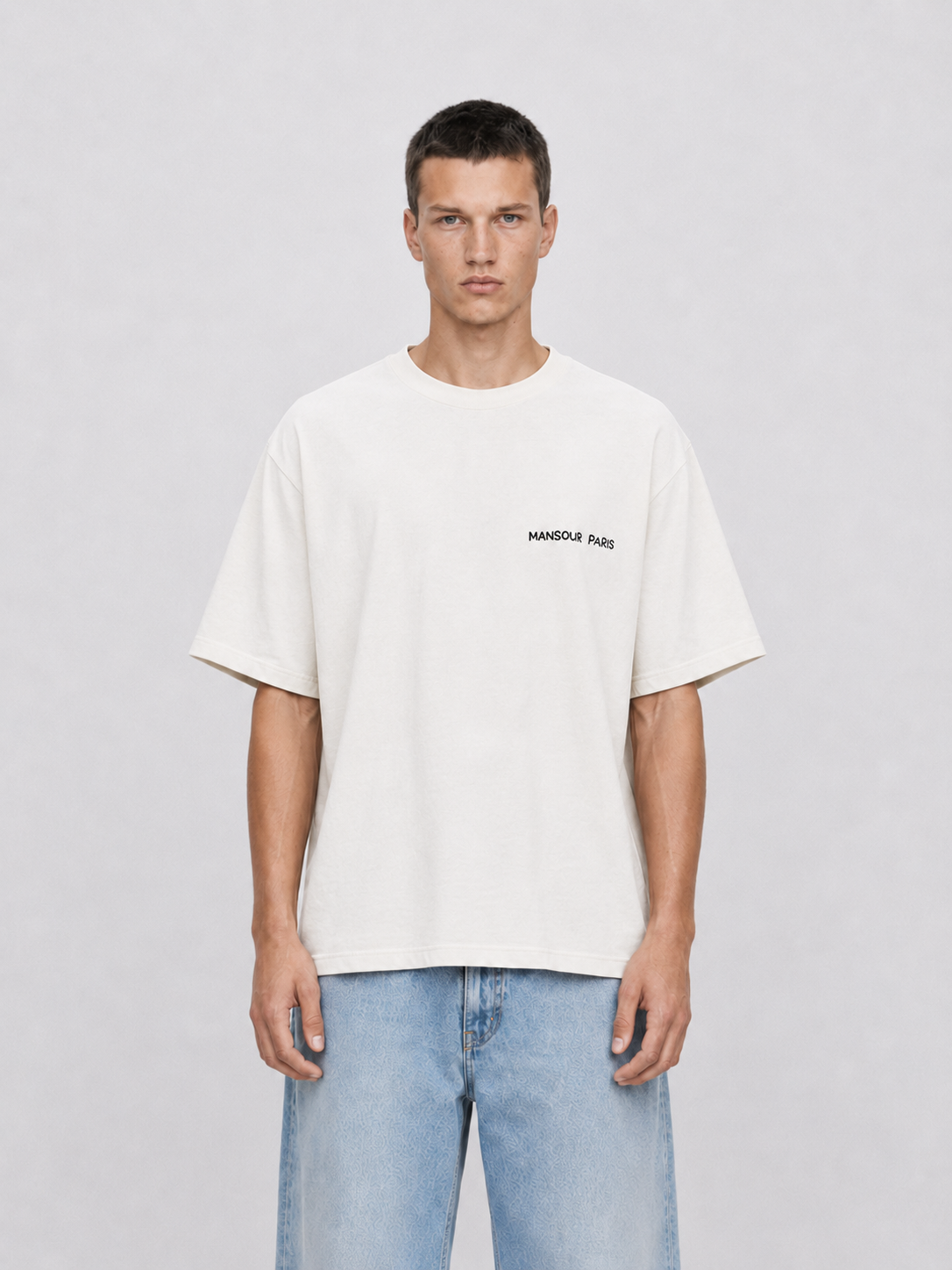 Script Embroidery T-shirt Off-White mid body