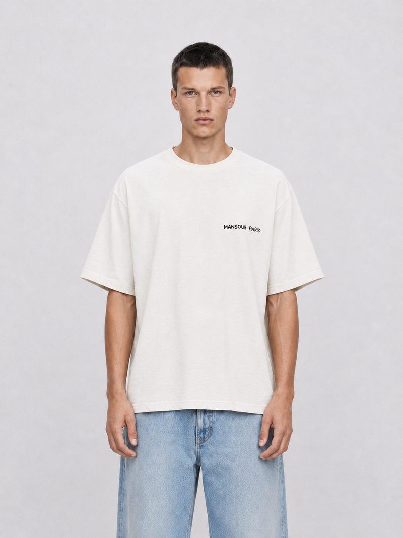 Script Embroidery T-shirt Off-White mid body