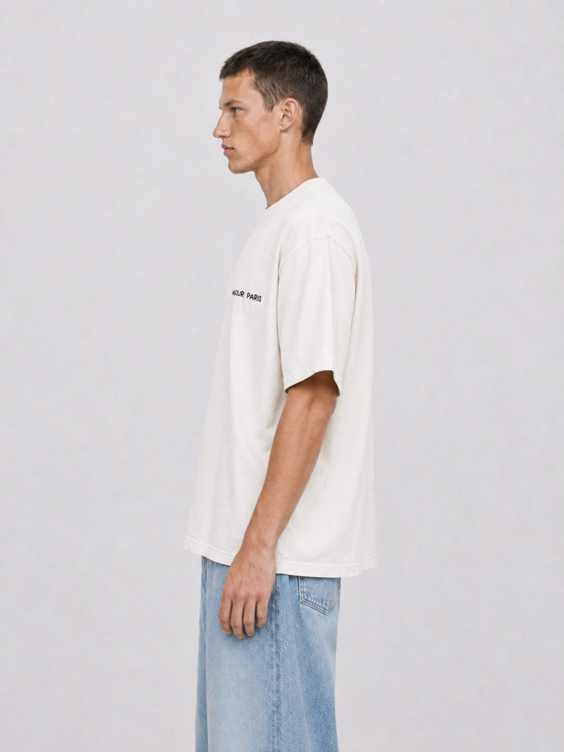 Script Embroidery T-shirt Off-White side