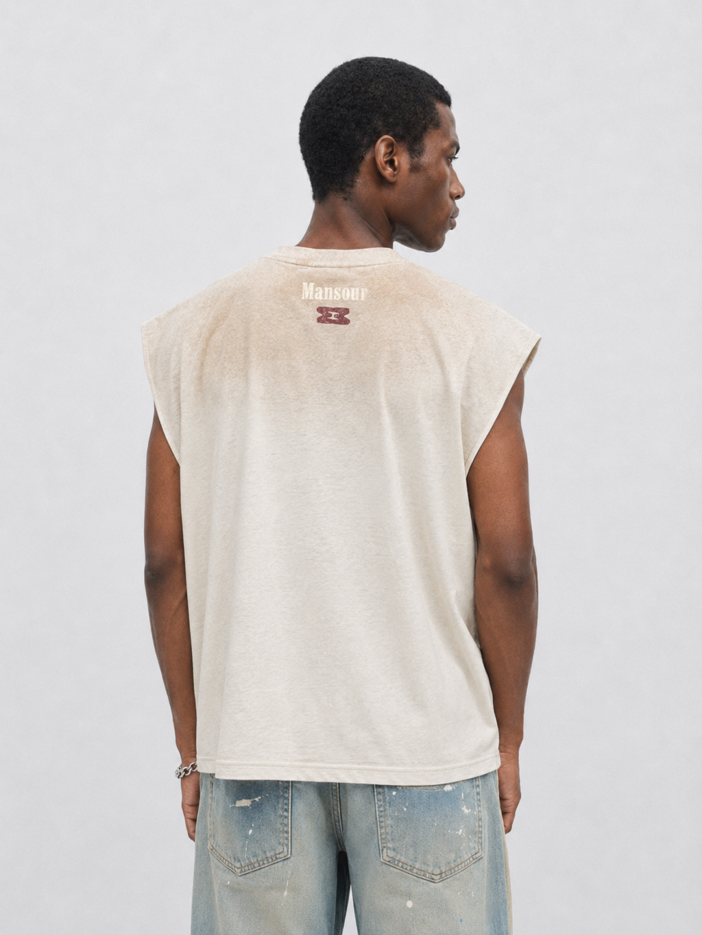 Sleeveless T-shirt Dusty White Back