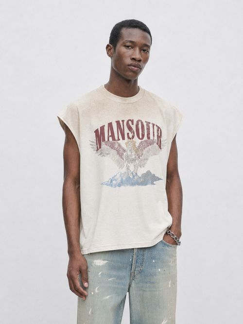 Sleeveless T-shirt Dusty White Front