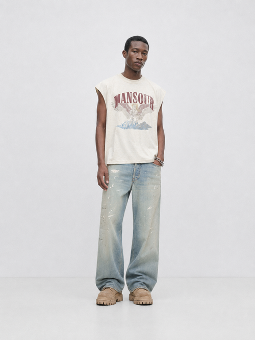 Sleeveless T-shirt Dusty White Front full