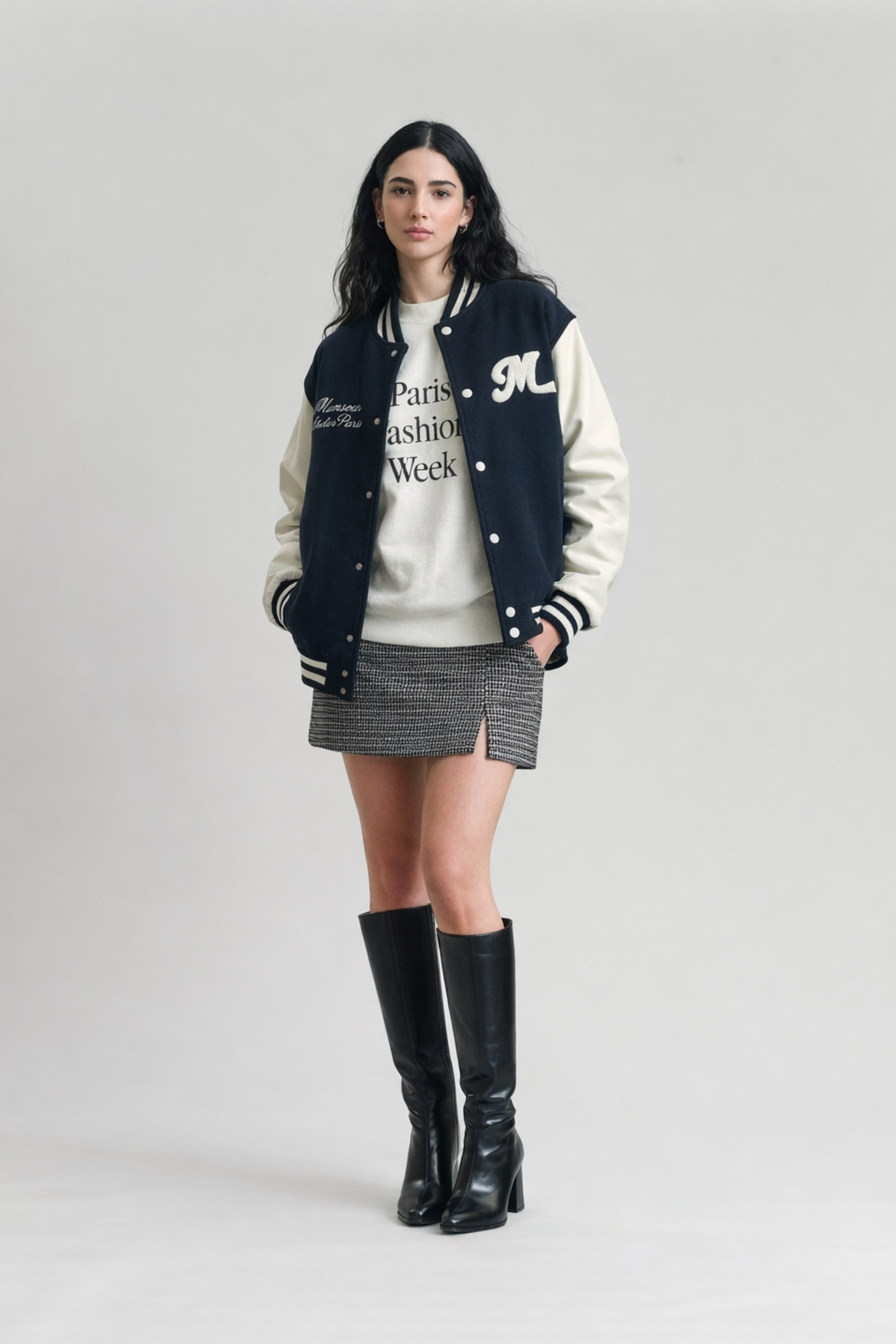 Veste Varsity Universitaire Marine