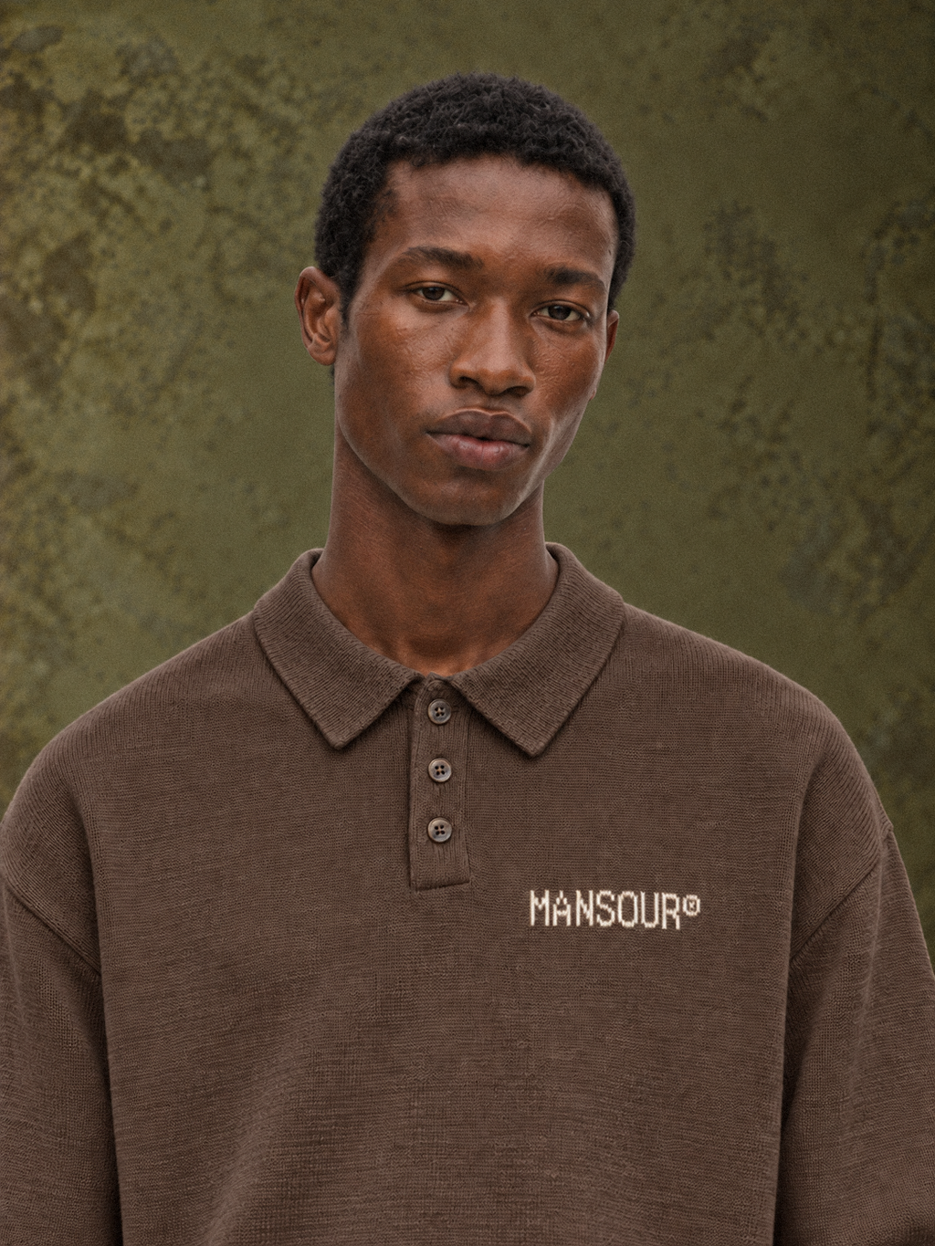 Knitted Longsleeve Polo Brown