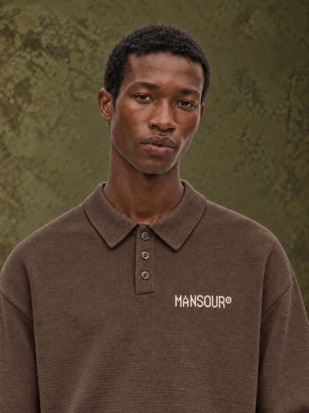 Knitted Longsleeve Polo Brown