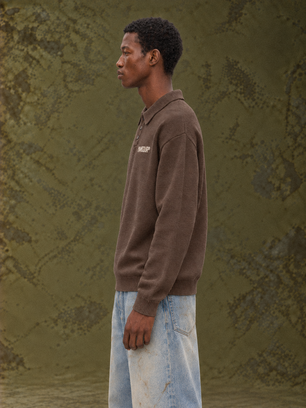 Knitted Longsleeve Polo Brown