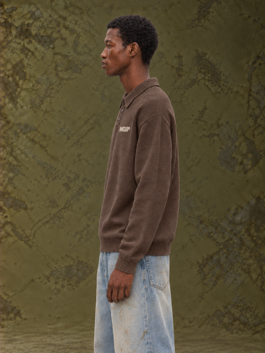 Knitted Longsleeve Polo Brown