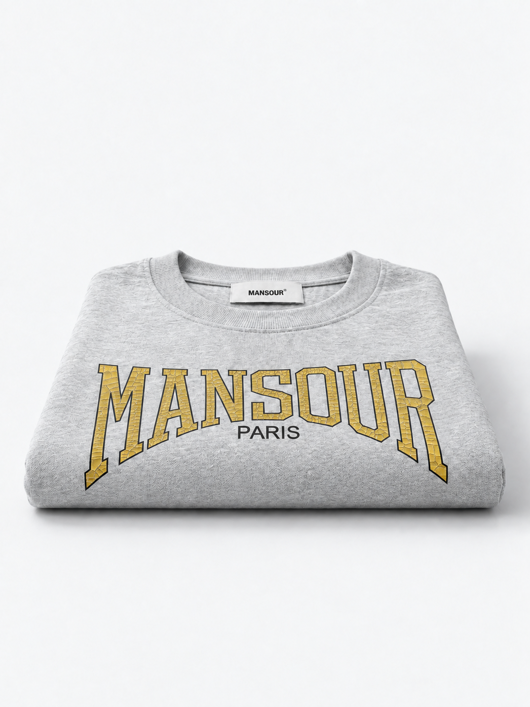 Cracked Print T-shirt Grey Melange van Art. Department, gevouwen