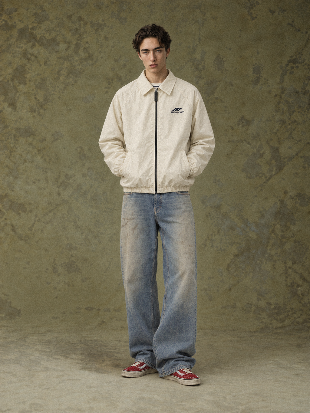 Athletic Track Jacket Beige