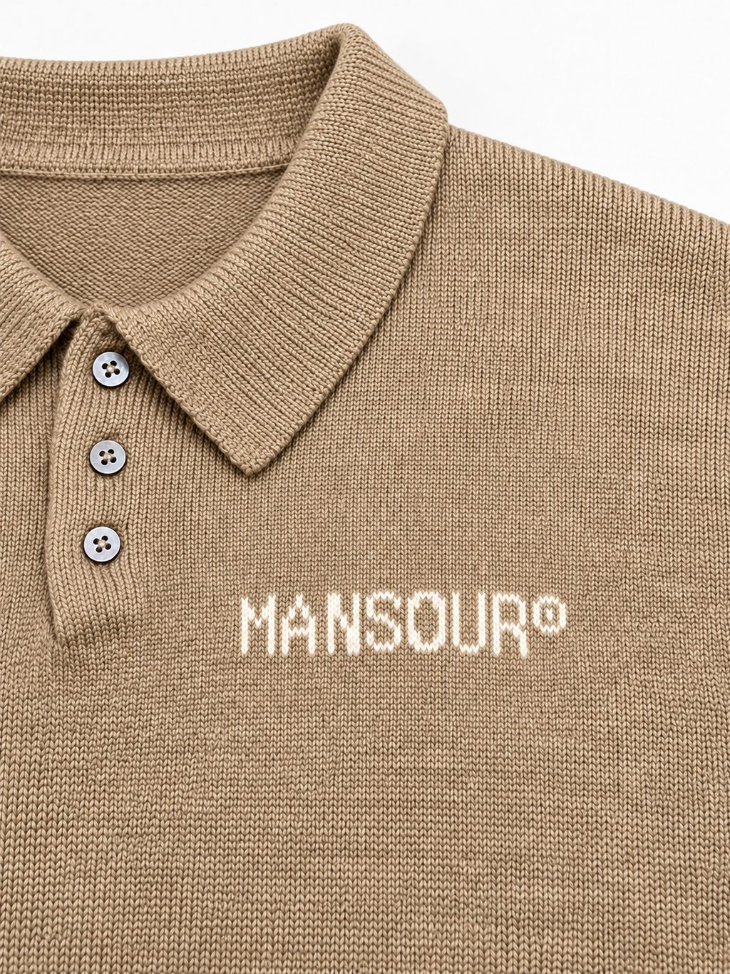 Knitted Longsleeve Polo Brown van Art. Department, detail van het logo