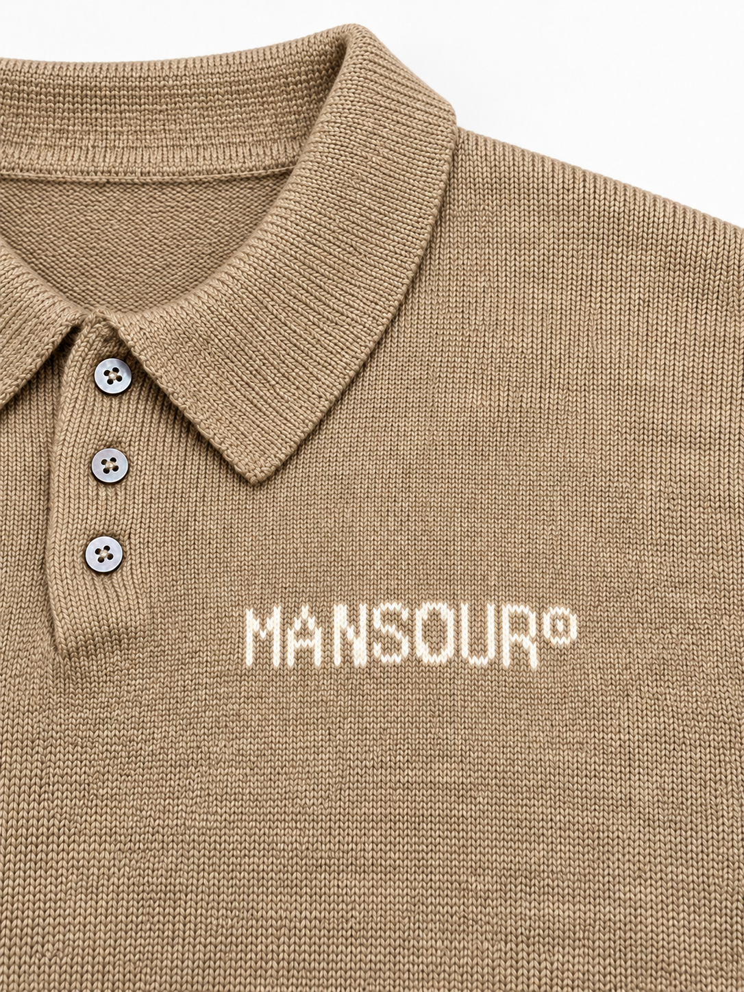 Knitted Longsleeve Polo Brown van Art. Department, detail van het logo