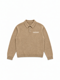 Knitted Longsleeve Polo Brown van Art. Department, voorkant