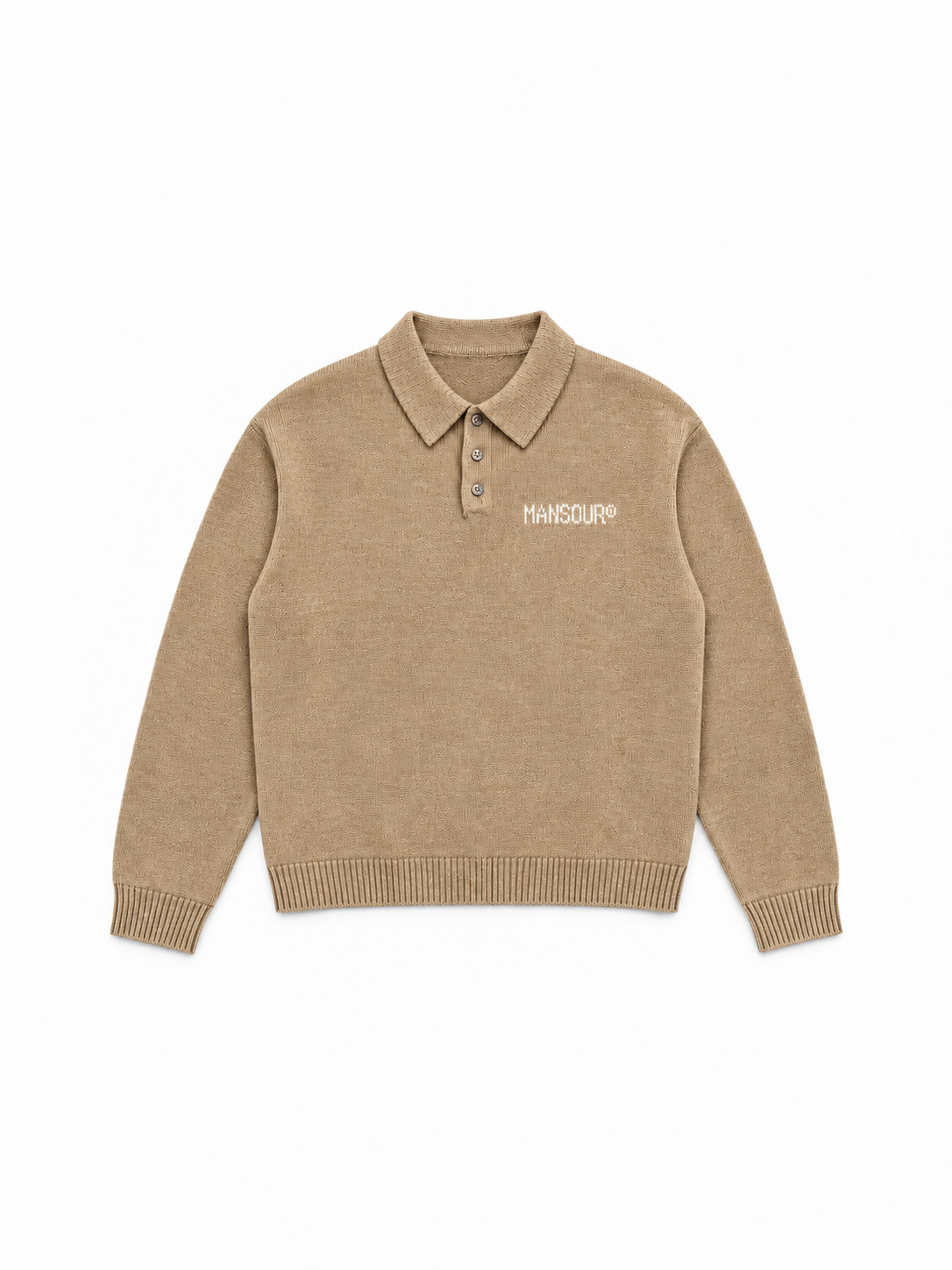 Knitted Longsleeve Polo Brown van Art. Department, voorkant