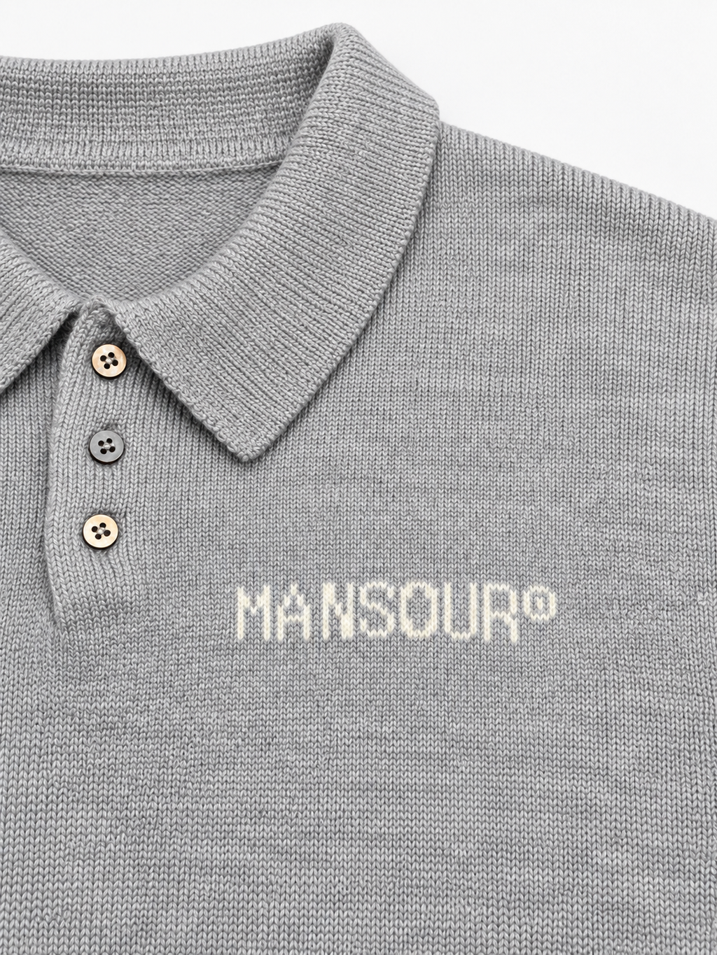 Knitted Longsleeve Polo Grey von Art. Department, Detail des Logos