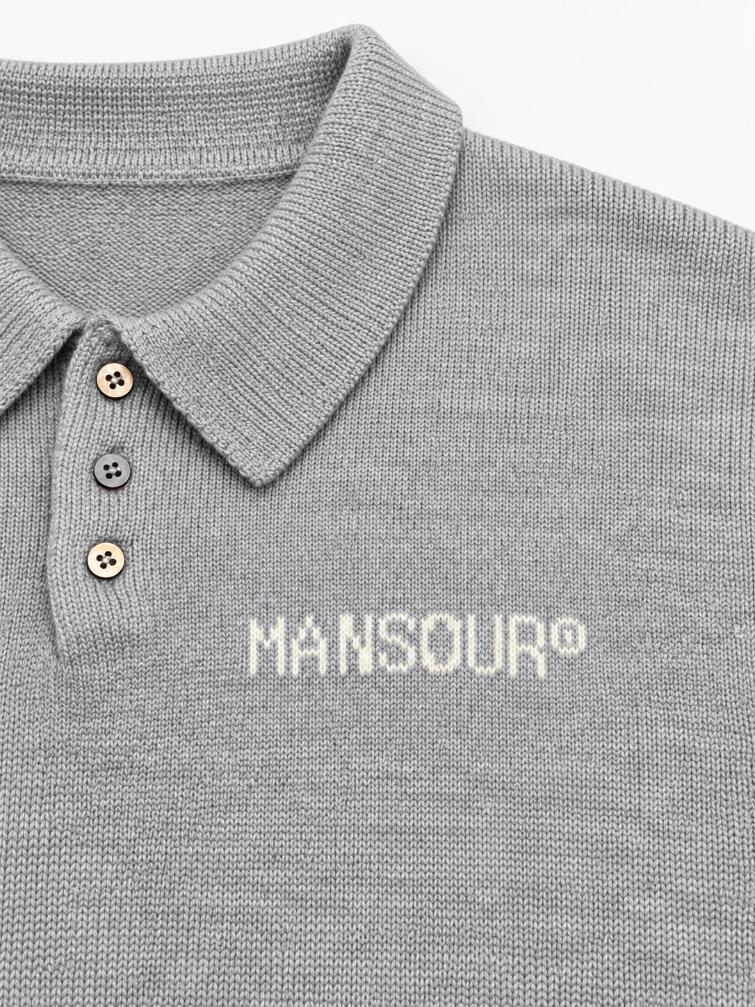 Knitted Longsleeve Polo Grey von Art. Department, Detail des Logos