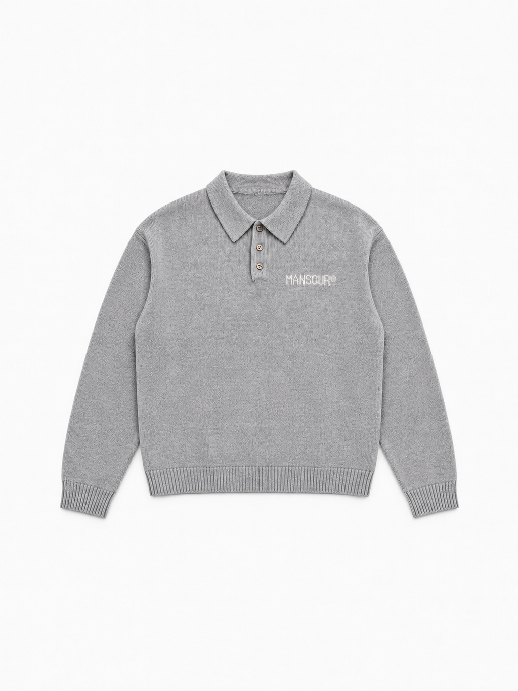 Knitted Longsleeve Polo Grey van Art. Department, voorkant
