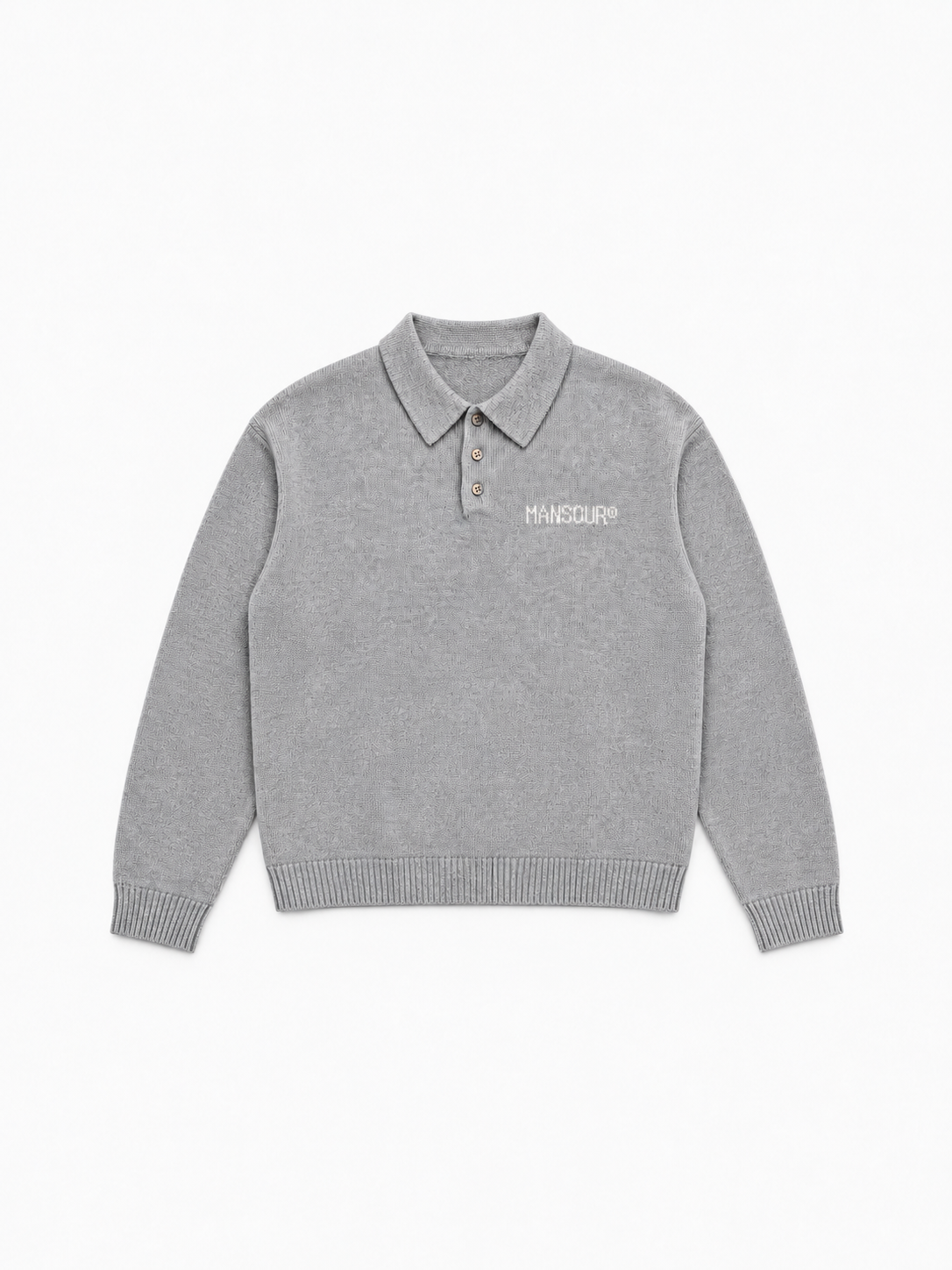 Knitted Longsleeve Polo Grey von Art. Department, Vorderseite