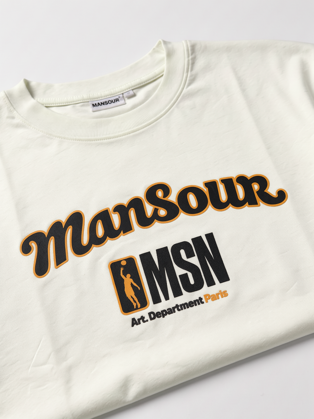 MSN Basketball T-shirt Off White von Art. Department, Detail des Logos