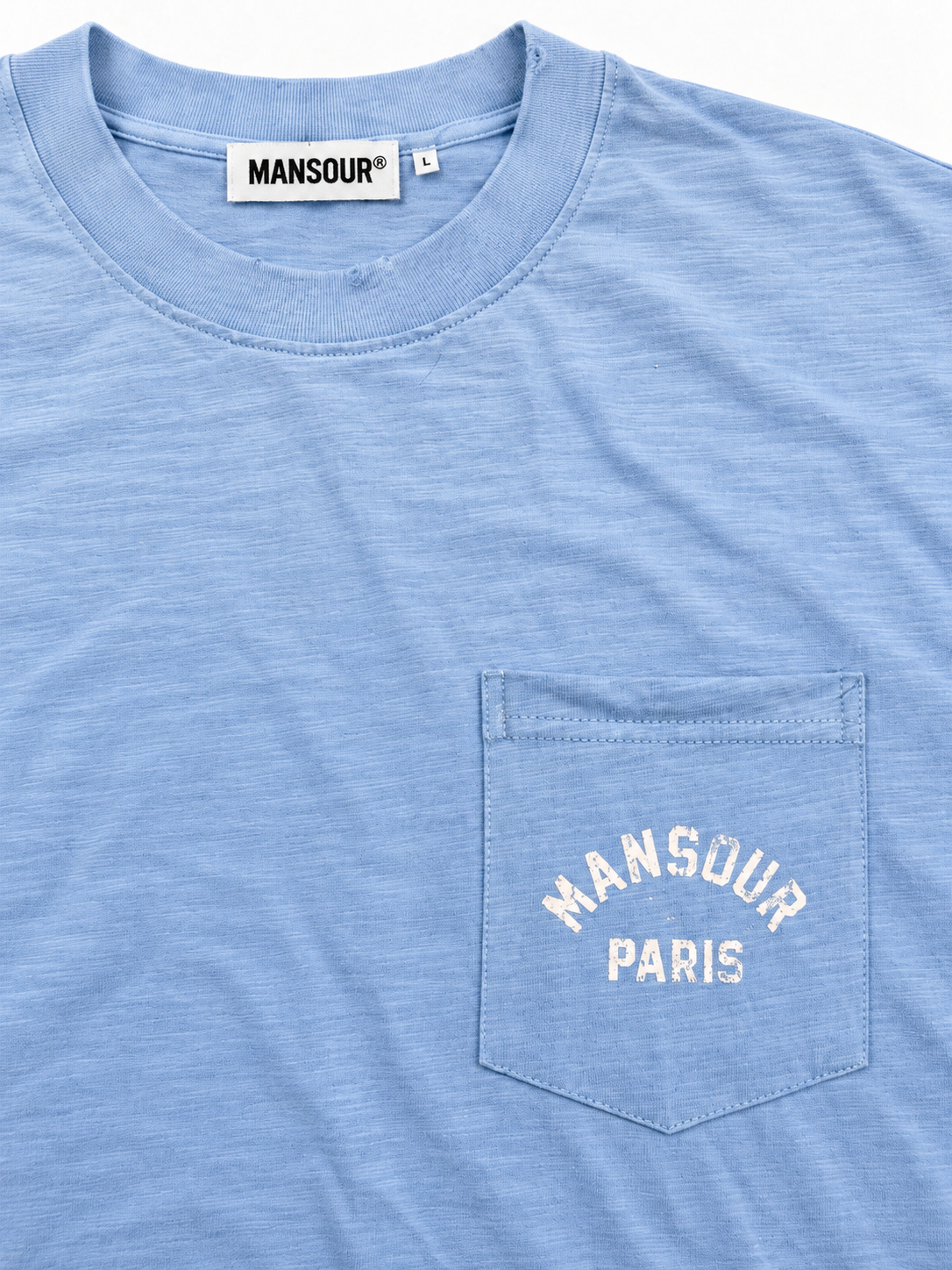Pocket Longsleeve Sprayed Blue von Art. Department, Detail der Brusttasche