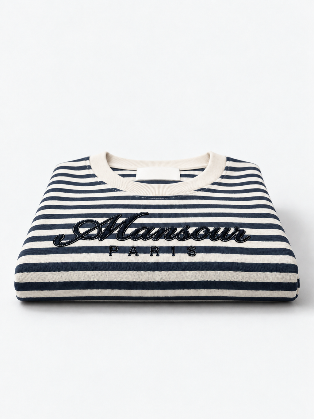 Striped Script Longsleeve Navy d'Art. Department, plié