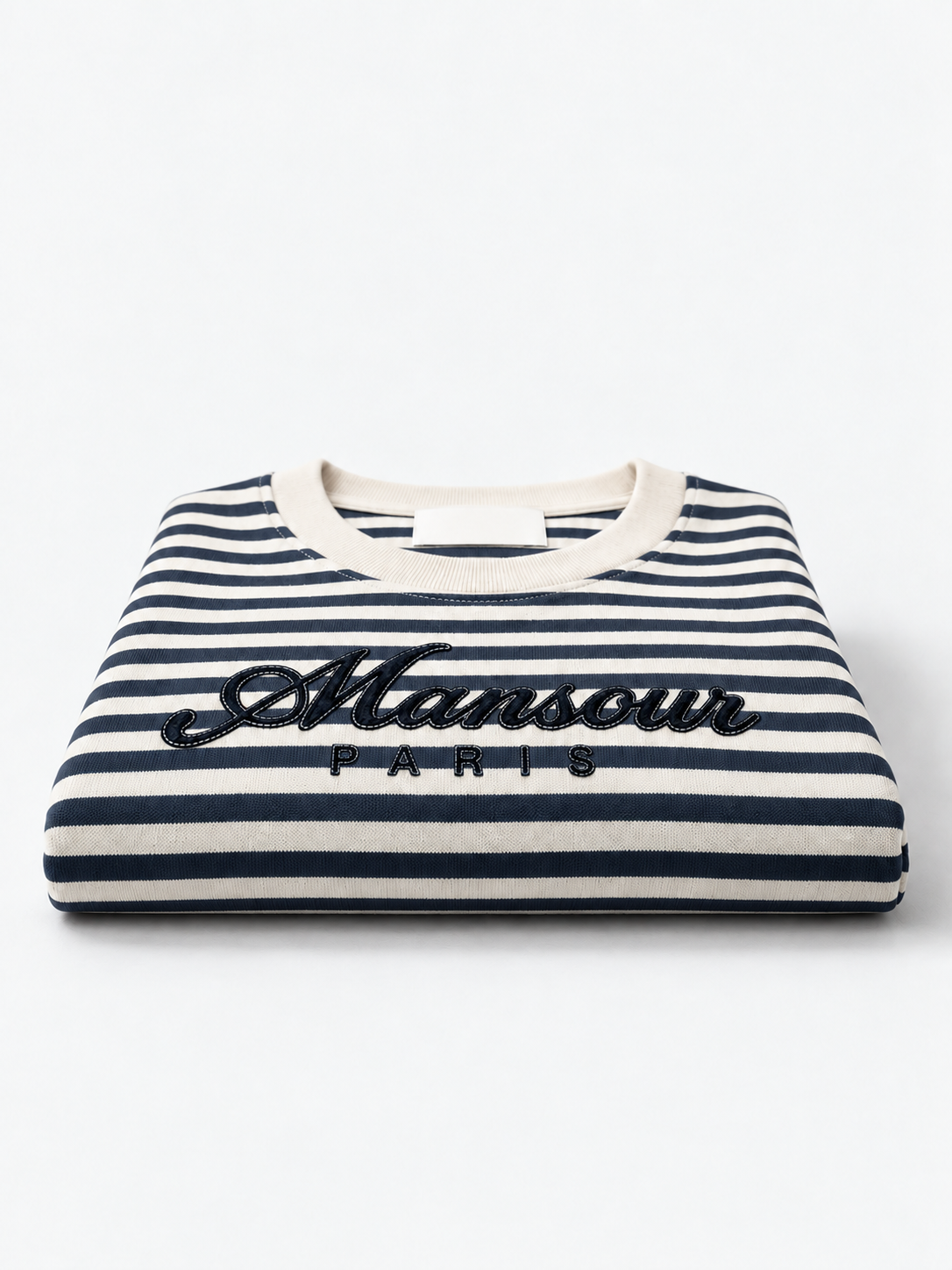 Striped Script Longsleeve Navy by Art. Department, folded