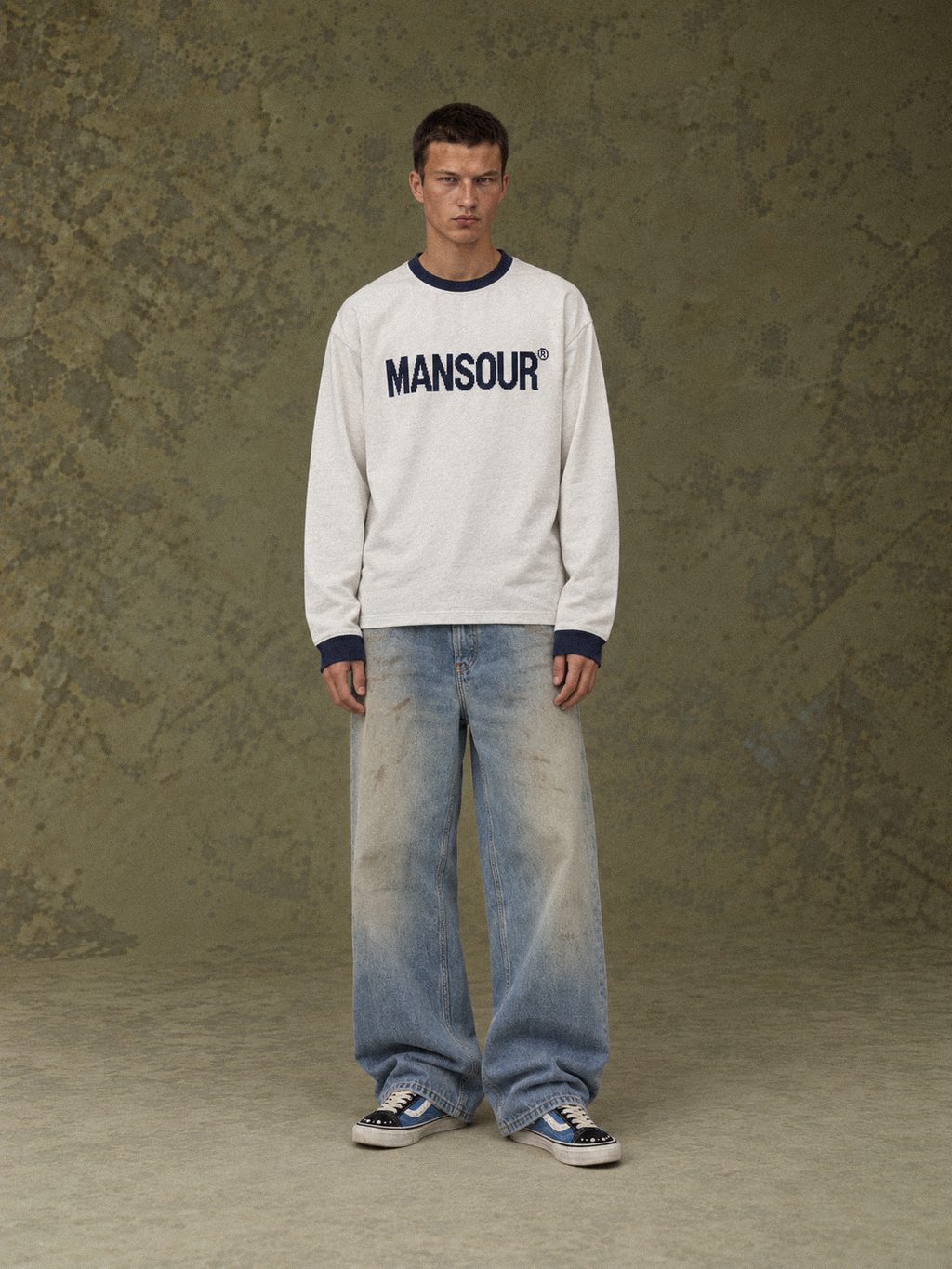 Terry Ringer Longsleeve White/Navy by Art. Department, worn by model