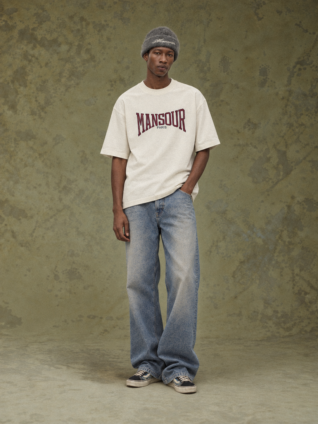 Cracked Print T-shirt Off White