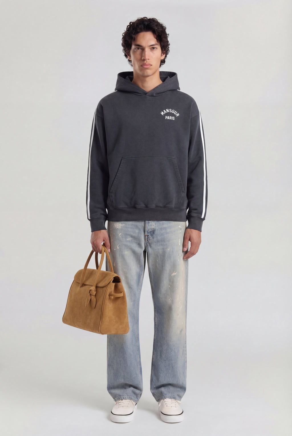 Striped Hoodie Washed Grey