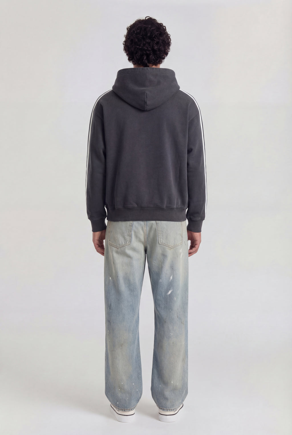 Striped Hoodie Washed Grey